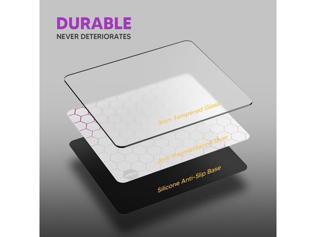 Vetroo GMP300 Tempered Glass Gaming Mouse Pad, Micro-Etched 3mm Tempered Glass with Silicone Anti-Slip Base, Multi-Layer Curing, Smooth Operation...