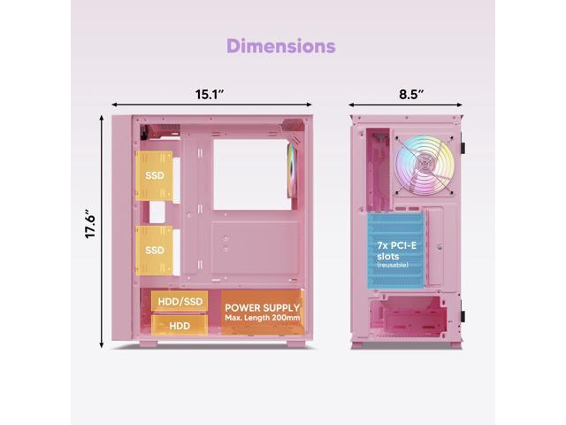 Vetroo AL800 Mid Tower ATX PC Computer Case - Door Opening Design Tempered Glass, Adjustable LED Strip, Pre-Installed ARGB & PWM FDB Fan in Rear,...