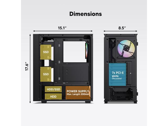 Vetroo AL800 Mid Tower ATX PC Computer Case - Door Opening Design Tempered Glass, Adjustable LED Strip, Pre-Installed ARGB & PWM FDB Fan in Rear,...