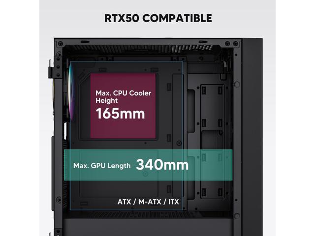 Vetroo AL800 Mid Tower ATX PC Computer Case - Door Opening Design Tempered Glass, Adjustable LED Strip, Pre-Installed ARGB & PWM FDB Fan in Rear,...