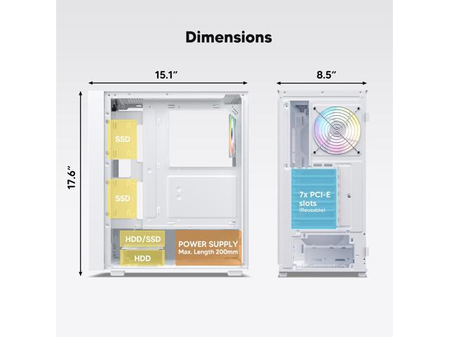 Vetroo AL800 Mid Tower ATX PC Computer Case - Door Opening Design Tempered Glass, Adjustable LED Strip, Pre-Installed ARGB & PWM FDB Fan in Rear,...