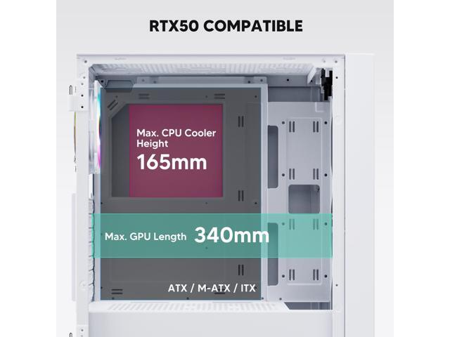 Vetroo AL800 Mid Tower ATX PC Computer Case - Door Opening Design Tempered Glass, Adjustable LED Strip, Pre-Installed ARGB & PWM FDB Fan in Rear,...