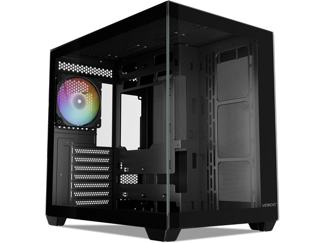Vetroo AL900 ATX Computer PC Case 270° Full View Tempered Glass Pre-Installed ARGB & PWM FDB Fan in Rear 360mm Radiator Support High-Air flow...