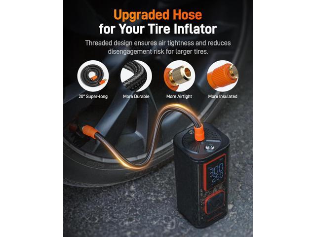 WOLFBOX Cordless Tire Inflator - 150 PSI Digital Air Compressor, 12000mAh 58LPM Fast Air Pump Rechargeable Battery, Emergency LED Light for Cars,...