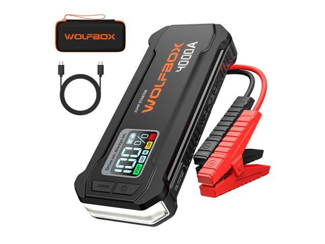 WOLFBOX JS24 4000A Black Jump Starter,12V Car Battery Jump Starter Without PD65W fast charger, 24000mAh Portable Jump Starter Battery Pack(10L Gas...