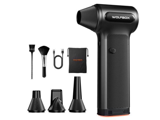 WOLFBOX DF200 Compressed Air Duster, Electric Air Duster with Removable Battery & 4 Nozzles, Cordless 3-Speed Adjustable for PC Keyboard, Car...