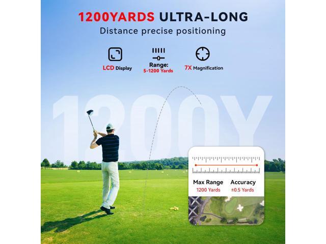 REDTIGER Golf Rangefinder with Slope, 1200 Yards Laser Range Finder Golfing, 7X Magnification, Flag Pole Locking Vibration, Rechargeable Range...
