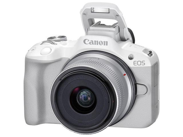 Canon EOS R50 Mirrorless Camera with 18-45mm Lens (White) 5812C012 - 7PC Bundle