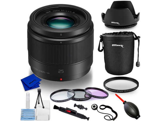 Panasonic Lumix G 25mm f/1.7 ASPH. Lens + Lens Pouch Bundle White Box