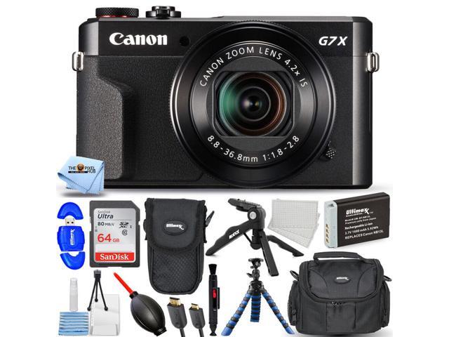 Canon PowerShot G7 X Mark II Digital Camera + EXT BATT + 64GB + Tripod Bundle