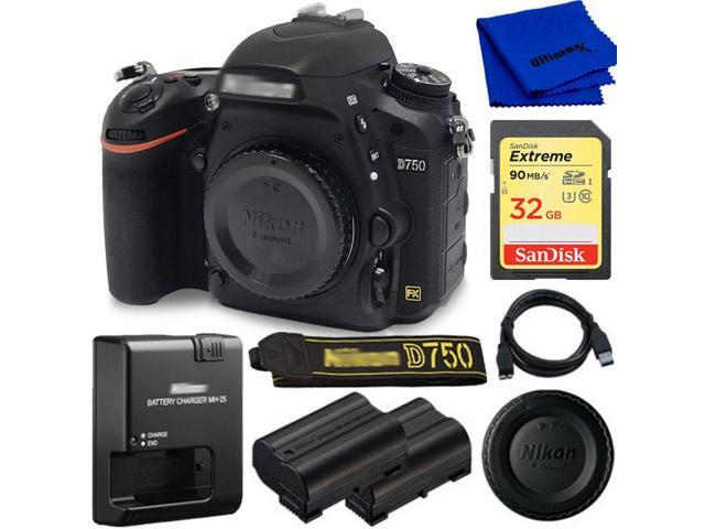 Nikon D750 DSLR Camera (Body Only, Black) 1543 + EXT BATT + Sandisk 32GB SD