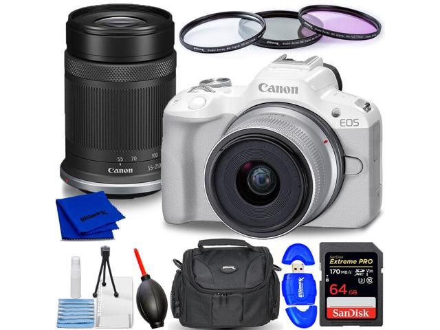 Canon EOS R50 Mirrorless Camera with 18-45mm and 55-210mm Lenses (White) Kit