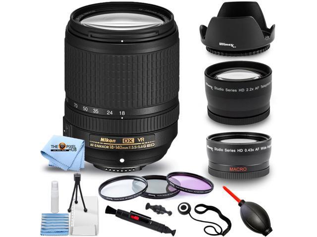 Nikon AF-S DX NIKKOR 18-140mm f3.5-5.6G ED VR Lens + Filter Kit Bundle White Box