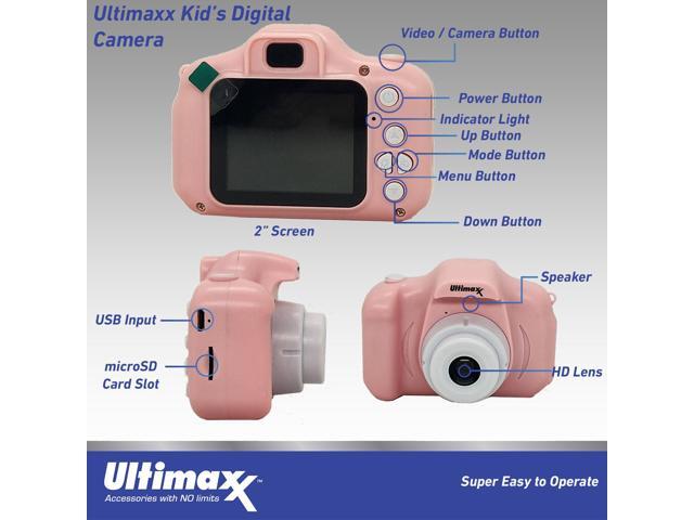 Ultimaxx Kid's Digital Video Recorder Camera (Pink) w/ 64GB Micro SD - Bundle
