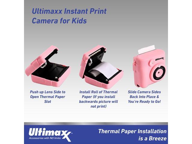 Ultimaxx Instant Print Camera for Kids Teens ages 8-12 Beginners with 3 Printing Paper Rolls 32GB Micro SD Holiday Christmas Gift Kit