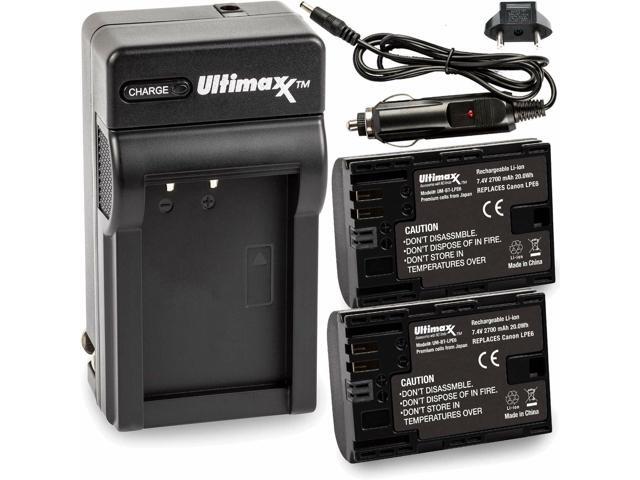 ULTIMAXX Travel Charger + Replacement Battery for Canon LPE6