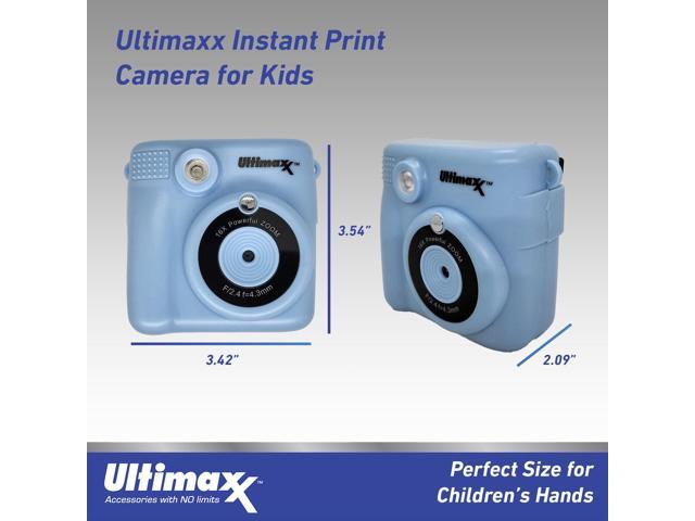 Ultimaxx Instant Print Camera (Blue) for Kids Teens ages 8-12 Beginners with 3 Printing Paper Rolls 32GB Micro SD Holiday Christmas Gift Bundle