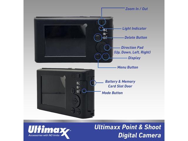 Ultimaxx 44MP Digital Compact Camera with 16x Digital Zoom w/ 32GB Card Bundle