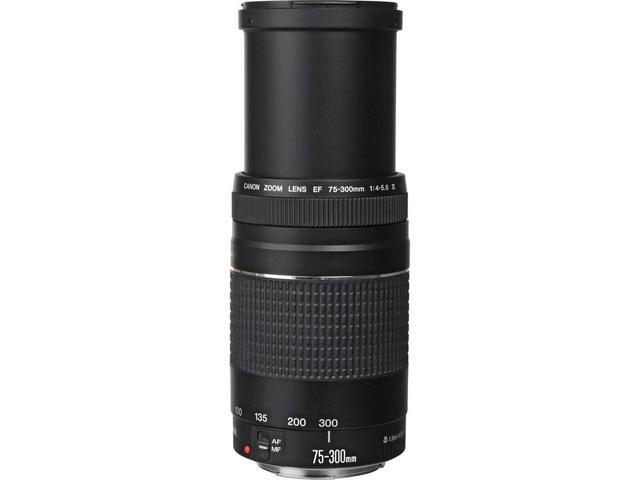 Canon EF 75-300mm f/4-5.6 III Lens (Black) White Box - 7PC Accessory Bundle