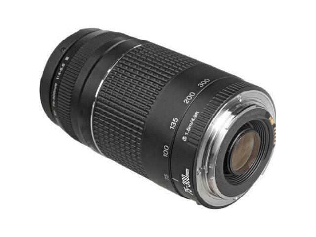 Canon EF 75-300mm f/4-5.6 III Lens (Black) White Box - 7PC Accessory Bundle