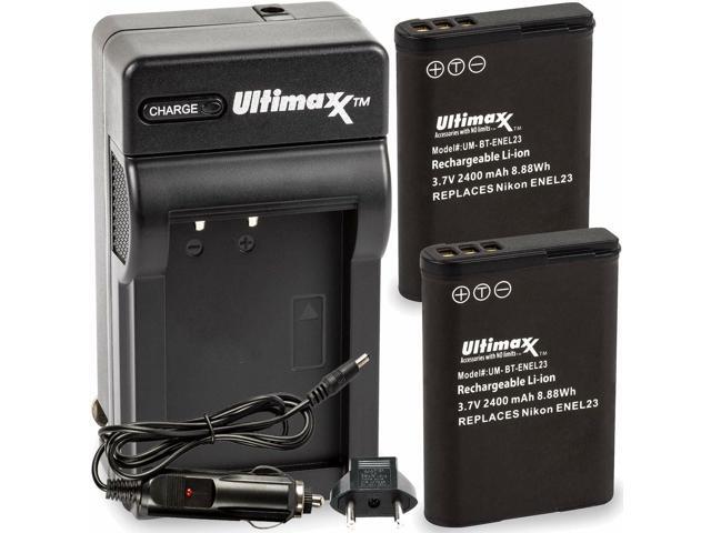 ULTIMAXX Replacement Battery and Travel Charger for Nikon EN-EL23