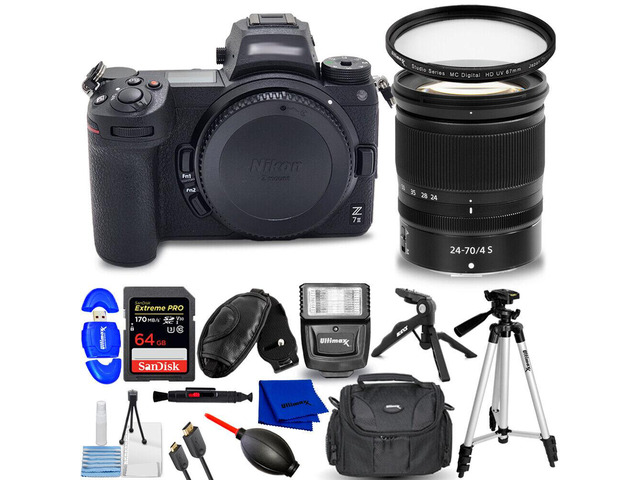 Nikon Z 7II Mirrorless Digital Camera with 24-70mm f/4 S Lens + 64GB Bundle