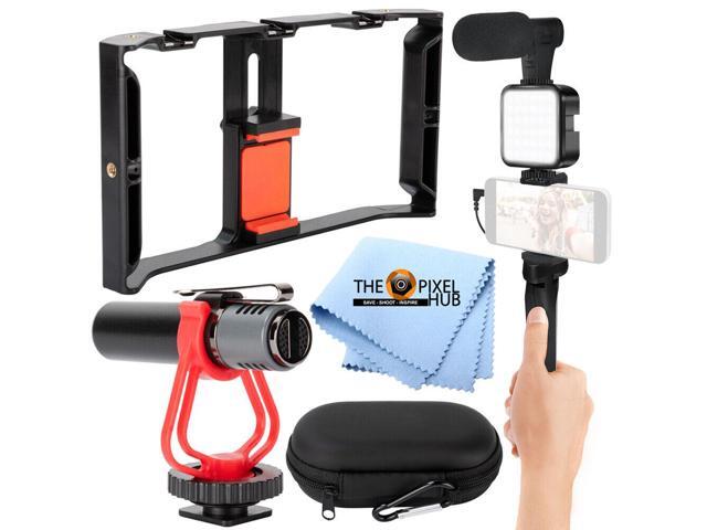 Vlogging Kit for iPhone and Android With Bluetooth Mic Led Light Stabilizer Rig