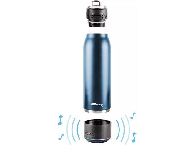 Vacuum Insulated Water Flask Bottle w/ Rechargeable Bluetooth Speaker Navy Blue