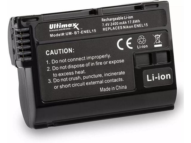 ULTIMAXX Travel Charger + Replacement Battery for Nikon ENEL15 - 2400 mah