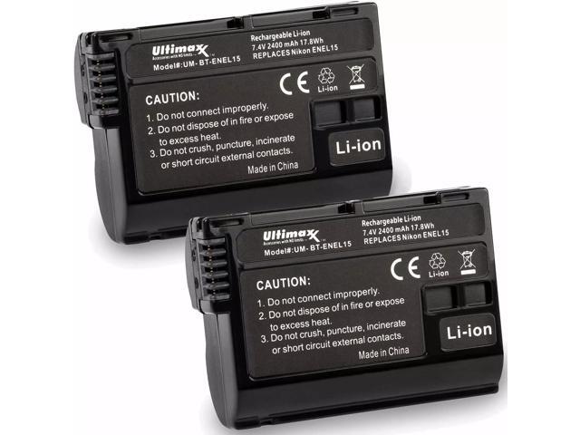 ULTIMAXX Travel Charger + Replacement Battery for Nikon ENEL15 - 2400 mah