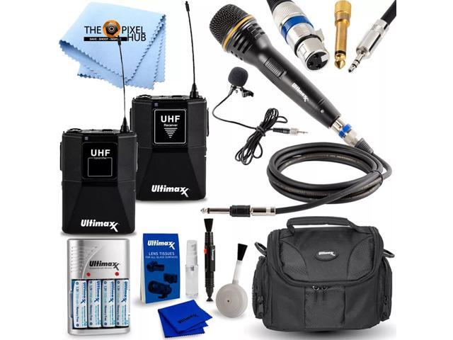 Ultimaxx Wireless Mic Kit Bundle with 4x AA Batteries and Charger + Carry Case