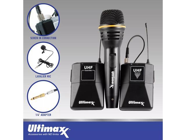 Ultimaxx Wireless Mic Kit Bundle with 4x AA Batteries and Charger + Carry Case