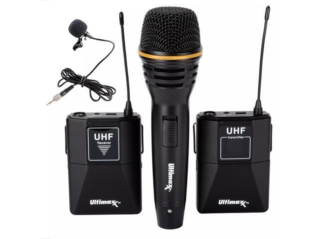 Ultimaxx Wireless Mic Kit with Lavalier Mic, Cables, Carry Case and Handheld Mic