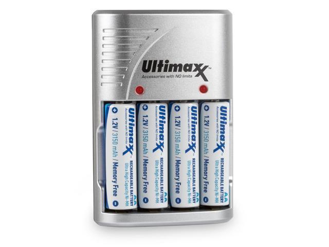 4X Rechargeable 3150mAh Ultra High Capacity AA NiMH Batteries with Charger