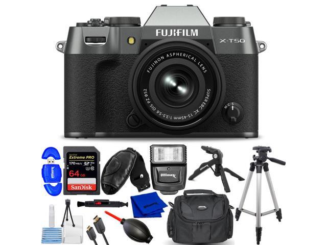 FUJIFILM X-T50 Mirrorless Camera with 15-45mm Lens (Charcoal Silver) Kit