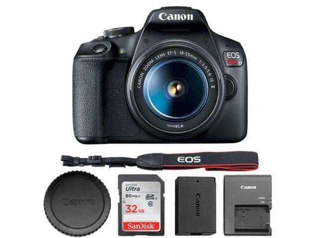 Canon EOS Rebel T7 DSLR with 18-55mm IS II 2727C002 + SanDisk Ultra 32GB SD