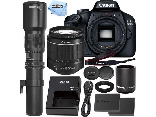 Canon EOS 4000D / Rebel T100 with EF-S 18-55mm III Lens + 500mm/1000mm Bundle