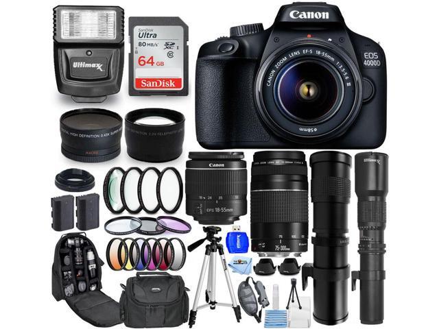 Canon EOS 4000D/Rebel T100 18-55mm III + 75-300mm + 500mm + 420-800mm - 64GB Kit
