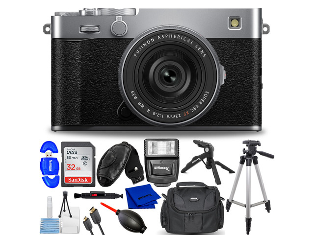 FUJIFILM X-E5 Mirrorless Camera and XF 23mm f/2.8 Lens (Silver) - 12PC Bundle