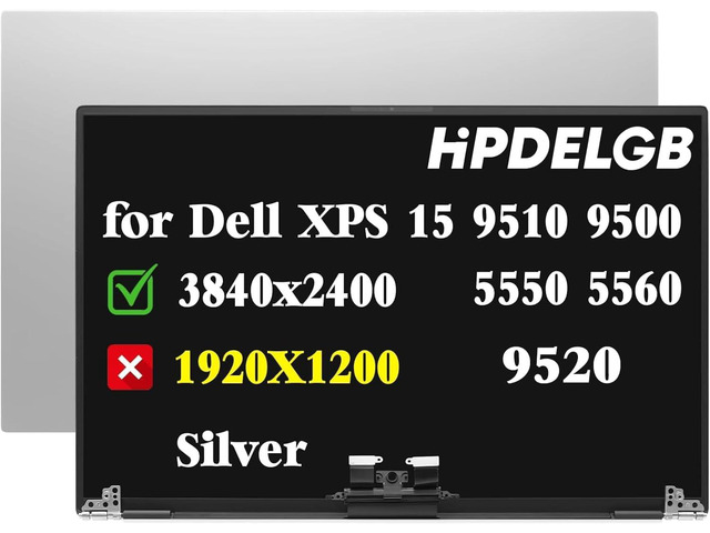 Replacement for Dell XPS 15 9500 9510 9520 Precision 5550 5560 LCD Touch Display Screen Assembly 15.6' 3840x2400 UHD 4K+ IPS Silver