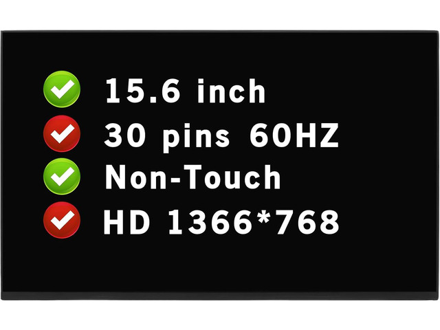 15.6' Screen Replacement Compatible with Dell Latitude 15 5521 HD 1366 * 768 30 pins LCD Non-Touch Display Panel (Not for FHD 1920 * 1080)