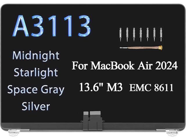 13.6' Replacement Complete Assembly for MacBook Air Mac15,12 A3113 2024 M3 MRXN3xx/A MRXQ3xx/A 2560 x 1664 EMC8611 LCD Screen Digitizer (Midnight)