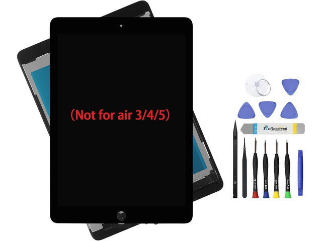 9.7' Screen Replacement for iPad air 2 2nd Generation A1567 A1566 Display LCD Assembly with Glass Touch + Digitizer + Repair Kit (Black) Not for...