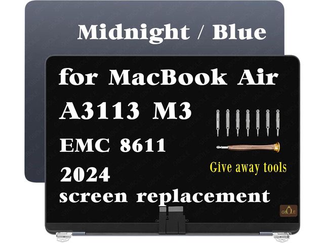 A3113 Screen Replacement for MacBook Air M3 A3113 2024 13.6 inch EMC 8611 MRXN3 MRXQ3 Mac15 MRXV3LL/A MRXW3LL/A Full LED LCD Screen Display...