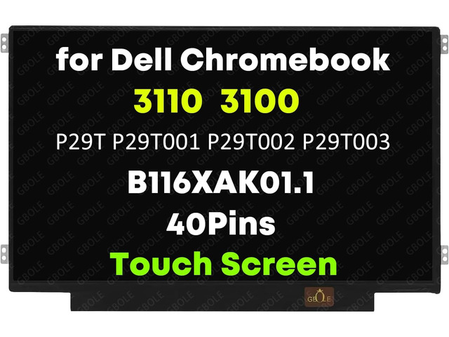 Replacement for Dell Chromebook 3110 3100 01JCKW 1JCKW P29T P29T002 P29T003 B116XAK01.1 60HZ 40Pins 1366x768 IPS HD 11.6' LCD Touch Screen Display...