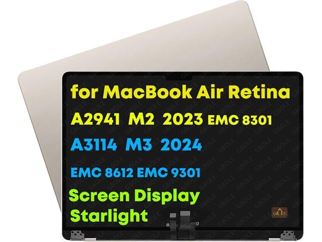 A2941 Screen Replacement for MacBook Air A2941 M2 A3114 M3 EMC 8301 2023 Retina 661-34704 2880X1864 Full LCD Screen Display Assembly Starlight
