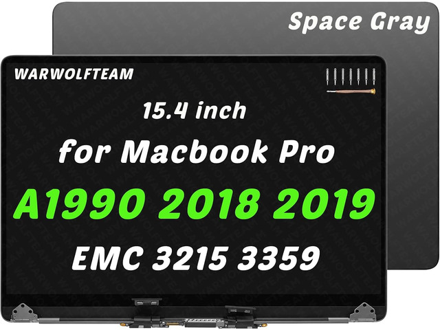 Screen Replacement for Apple MacBook Pro 15' A1990 LCD LED Full Display Assembly 2018 (Space Gray)