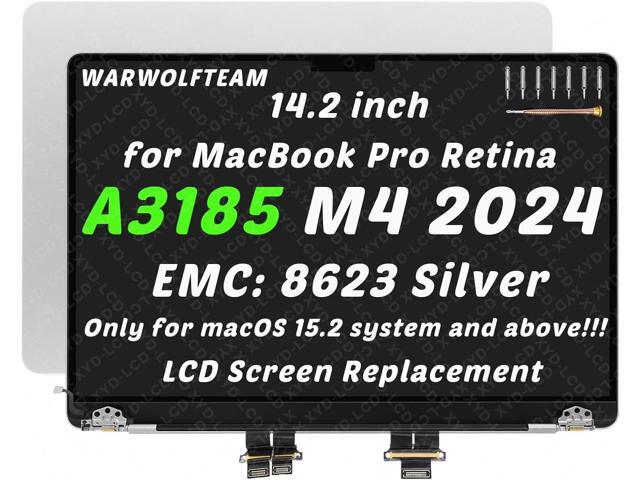 14inch Compatible with MacBook Pro A3185 M4 Pro/Max 2024 EMC 8623 MX2J3LL/A MX2K3LL/A 3024 x 1964 LCD LED Screen Replacement Whole Hinge-up...