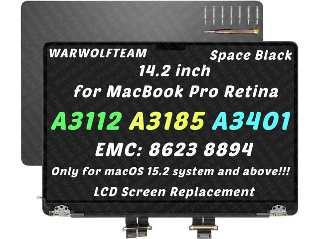 Compatible with MacBook Pro A3112 A3185 A3401 M4 Pro/Max 2024 EMC 8623 EMC 8894 LCD LED Screen Replacement Whole Hinge-up Assembly 14.2in 3024 x...