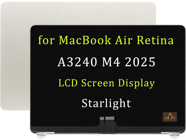A3240 M4 Screen Replacement for MacBook Air A3240 M4 2025 Retina Full LED LCD Screen Display Assembly Starlight